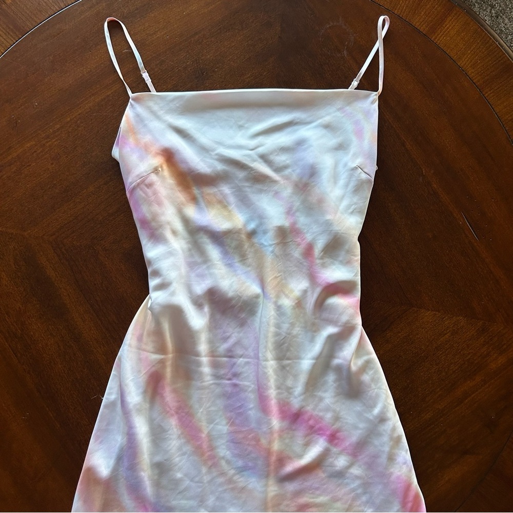 Express Tie Dye Satin Strappy Mini Dress
